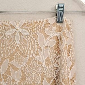 Sienna Cream floral lace overlay skirt side zip sz. Small wedding prom formal